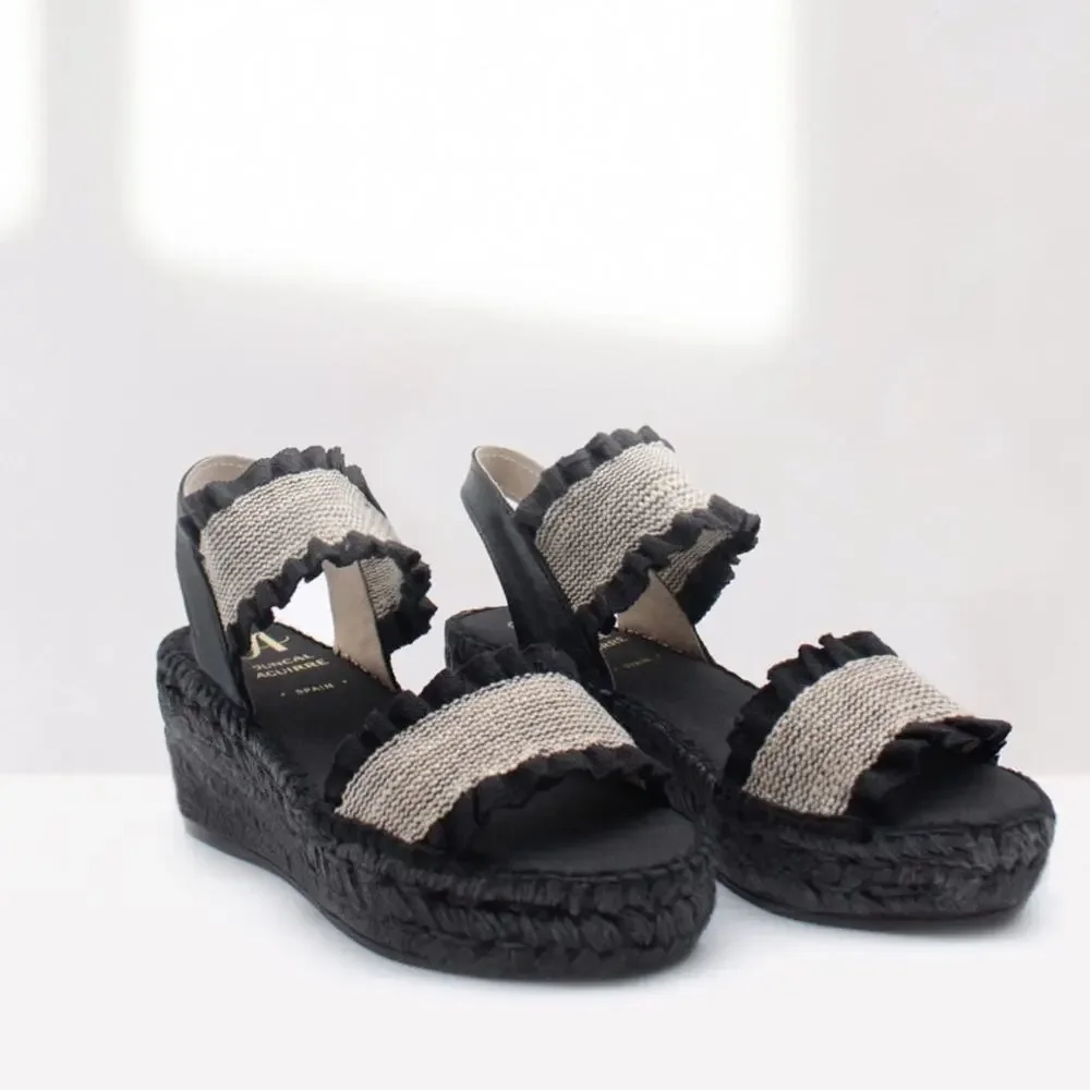 Juncal Aguirre - Mica Black Platform Espadrille Sandals Wedges